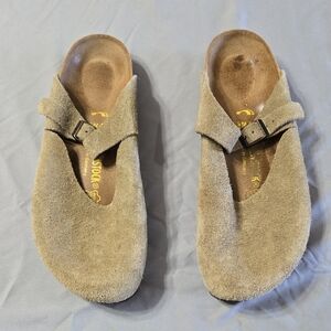 Birkenstock Sz 10 Womens Beige Suede Slip-On Shoes